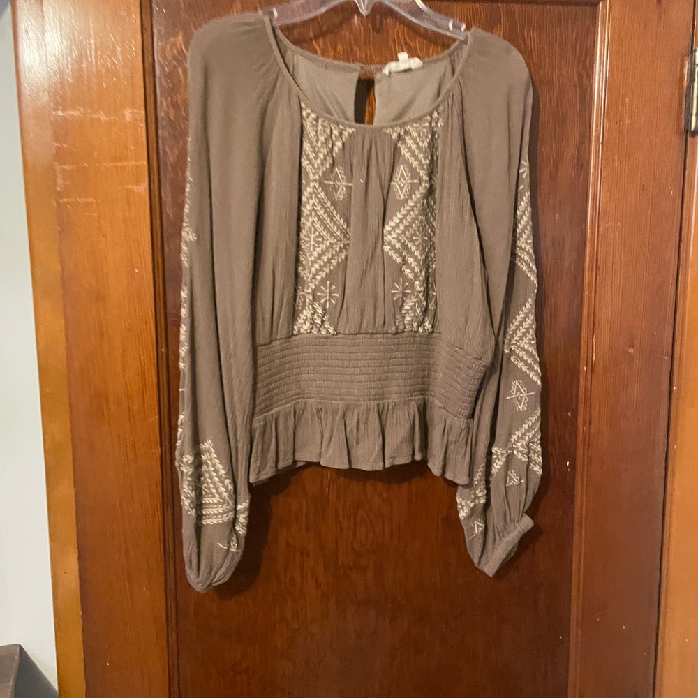 In loom embroidered top